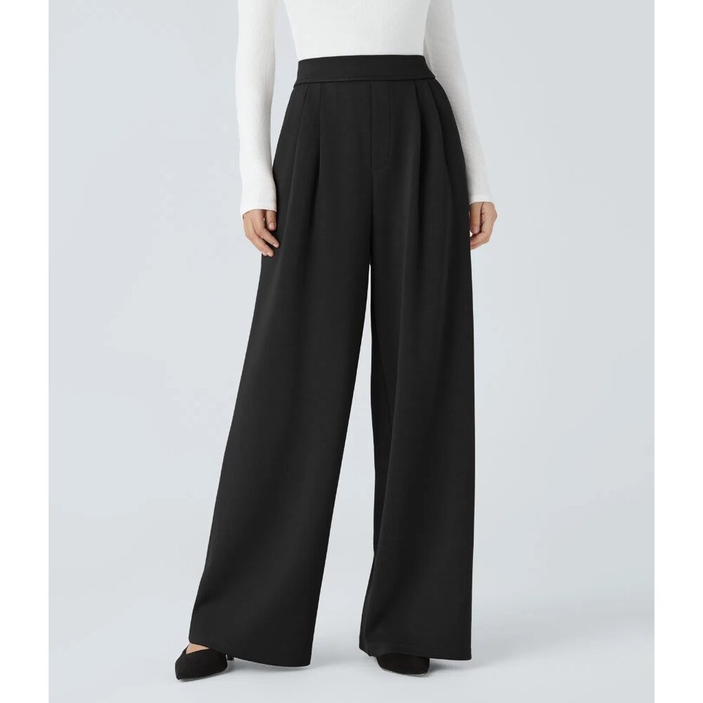 Halara WomensHigh Waist Black Wide-Leg Pants XL Tall - Picture 1 of 10